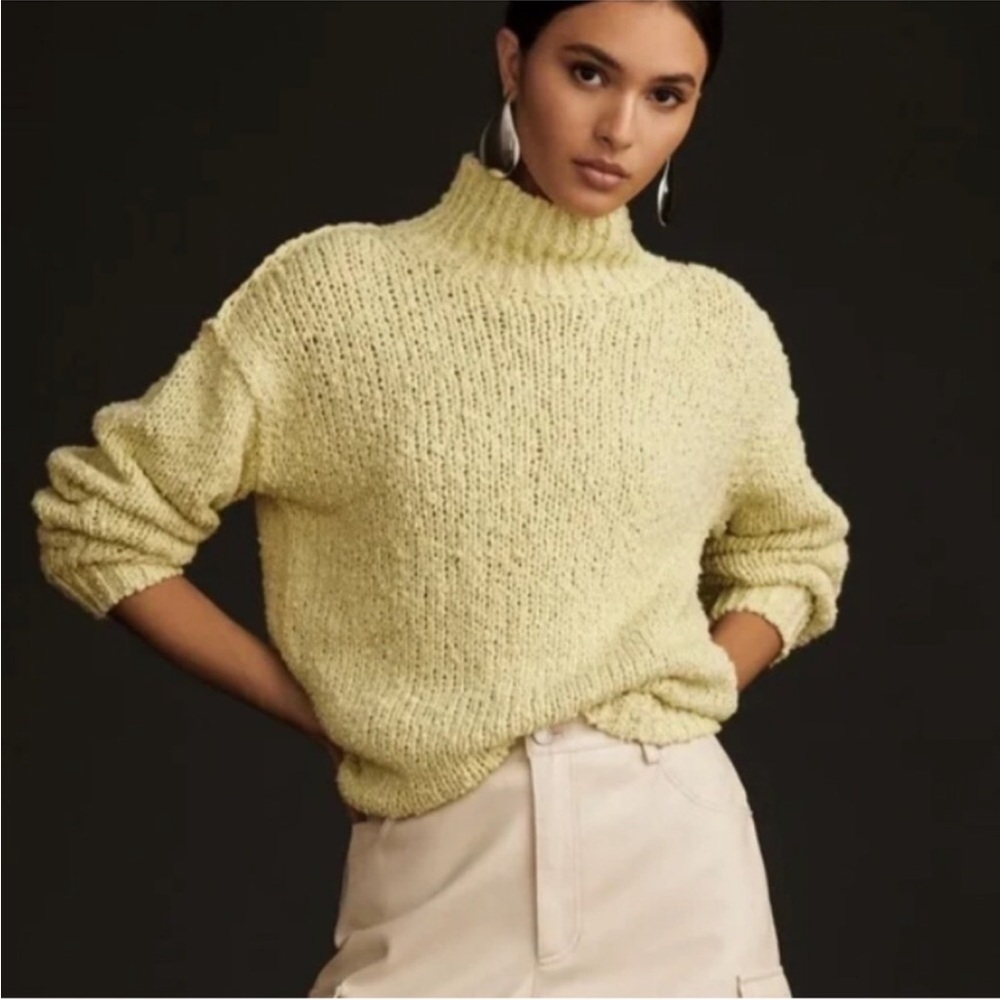 NWT Anthropologie The Need-It Oversized Mock Neck Sweater Chunky Knobby Knit XS